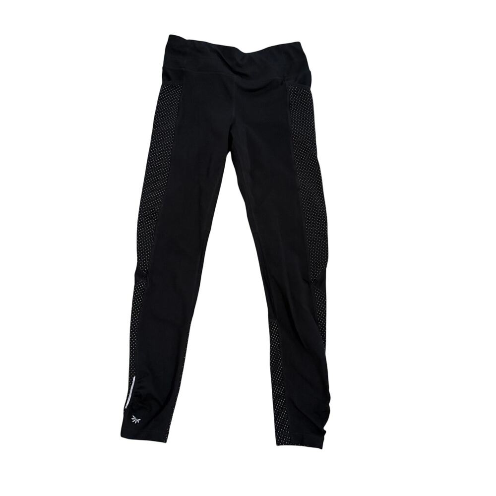 Athleta black w polka dot design leggings w side pockets sz S